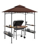 Outsunny 8' x 5' Grill Gazebo, 2-Tier Outdoor Bbq Dark