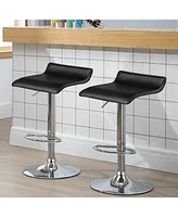 Gymax Set of Swivel Bar Stool Pu Leather Adjustable Kitchen Counter Bar Chairs