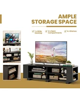 Gouun 59 Inch Console Storage Entertainment Media Wood Tv Stand