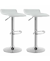 Gymax Set of 4 Swivel Bar Stool Pu Leather Adjustable Kitchen Counter Bar Chair White