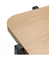 LuxenHome Modern Black and Brown Square Side and End Table