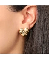 Juicy Couture Crystal-Embellished Heart Stud Earrings with Iconic Logo Design