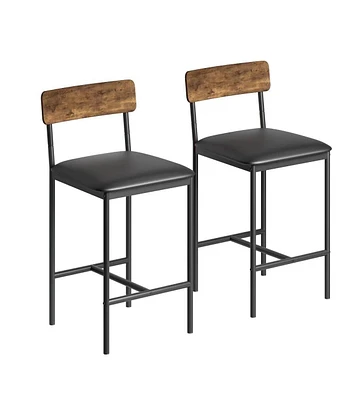 gaomon Bar Stools Set of 2, Upholstered Counter Height Bar Stools with Backrest and Footrest, Kitchen Barstools for Island, Counter Bar