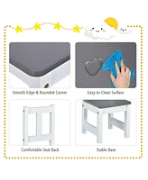 Gouun 4 Pieces Kids Wooden Activity Table and Chairs Set with Storage Bench and Study Desk