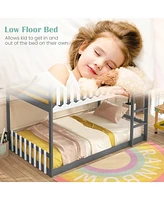 Gouun Twin Over Twin Bunk Bed with Fence and Ladder for Kids