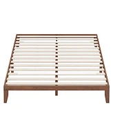 14-Inch King Size Rubber Wood Platform Bed Frame with Wooden Slat Support