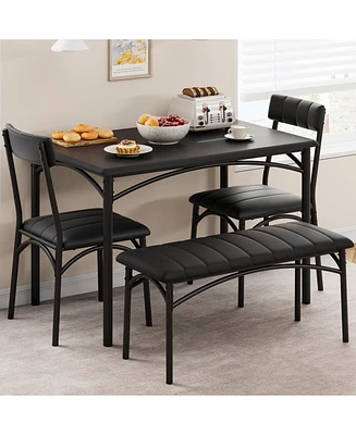 gaomon Dining Table Set for 4, Kitchen Table with Upholstered Bench and 2 Chairs, Kitchen Table and Chairs Set, for Small Space, Apartment, Home