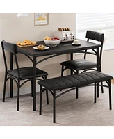 gaomon Dining Table Set for 4, Kitchen Table with Upholstered Bench and 2 Chairs, Kitchen Table and Chairs Set, for Small Space, Apartment, Home