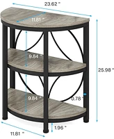 Tribesigns Half Circle Side & End Table with Storage Shelf Metal Frame, 26-Inch Tall Moon Table, Narrow Nightstand
