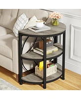 Tribesigns Half Circle Side & End Table with Storage Shelf Metal Frame, 26-Inch Tall Moon Table, Narrow Nightstand