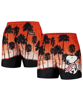 Freeze Max Men's Orange Peanuts Snoopy Walking On The Beach Shorts