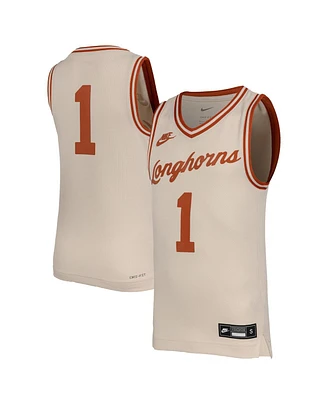 Nike Big Boys and Girls 1 Natural Texas Longhorns Retro Replica Basketball Jersey