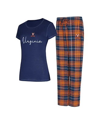 Concepts Sport Women's Navy Virginia Cavaliers Vector T-Shirt Flannel Pants Sleep Set