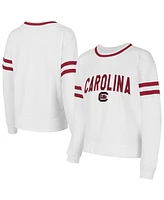 Concepts Sport Women's White South Carolina Gamecocks Borough French Terry Arch Over Long Sleeve T-Shirt