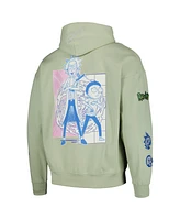 Freeze Max Men's Light Green Rick And Morty '90s Rave Dropped Shoulder Pullover Hoodie