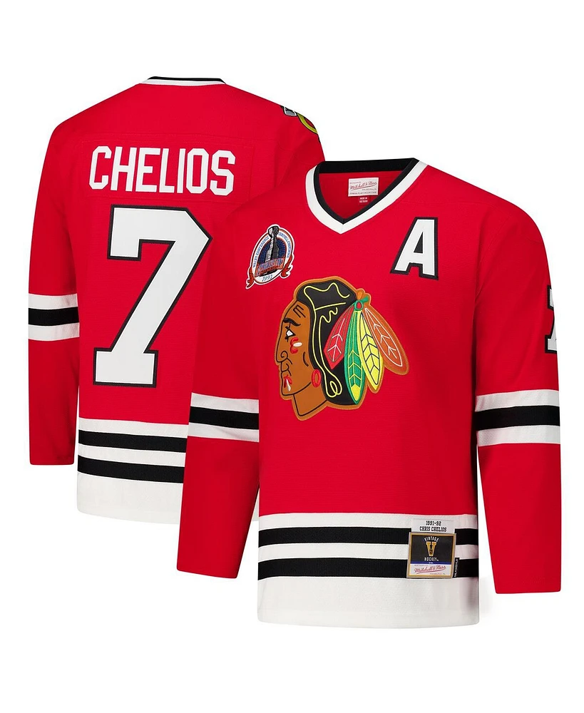 Mitchell & Ness Men's Chris Chelios Red Chicago Blackhawks 1991-92 Power Play Jersey
