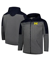 Fanatics Men's Navy, Gray Michigan Wolverines Big Tall Pieced Full-Zip Hoodie Jacket