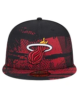 New Era Men's Black/Red Miami Heat Tip-Off 59FIFTY Fitted Hat