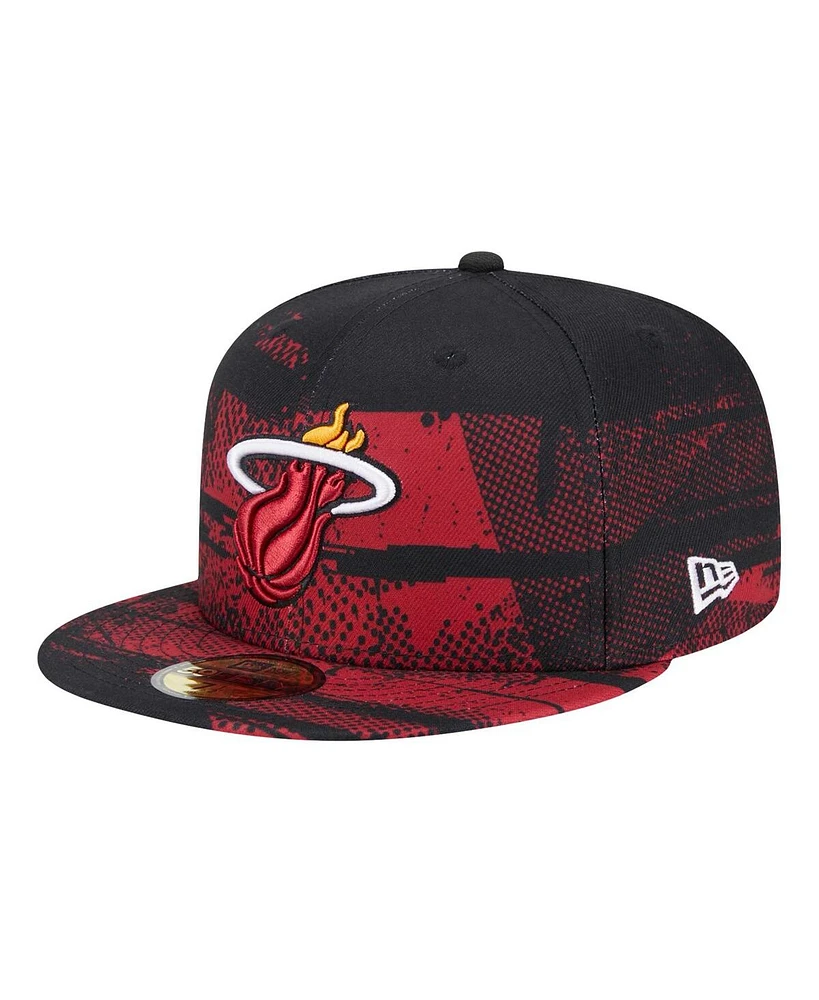 New Era Men's Black/Red Miami Heat Tip-Off 59FIFTY Fitted Hat