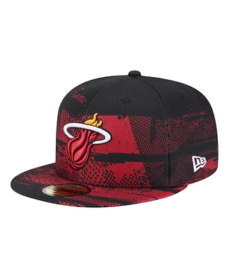 New Era Men's Black/Red Miami Heat Tip-Off 59FIFTY Fitted Hat