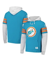 '47 Men's Aqua Miami Dolphins Throwback Double Header Blitz Cornerback Pullover Hoodie