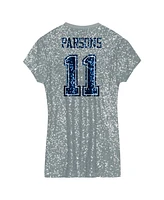Outerstuff Big Girls Micah Parsons Silver Dallas Cowboys Sequin Player Name Number V-Neck Dress