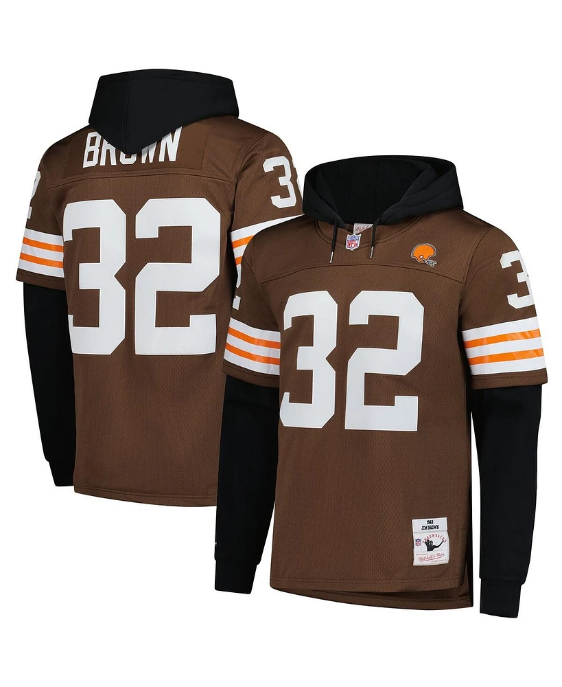 Mitchell & Ness Men's Jim Brown Cleveland Browns Player Name Number Hoodie Legacy Jersey