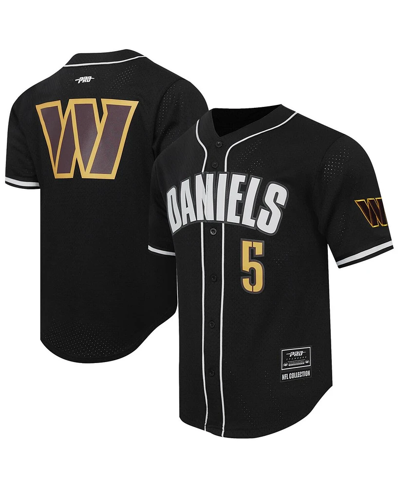 Pro Standard Men's Jayden Daniels Black Washington Commanders Mesh Button-Up Baseball Jersey