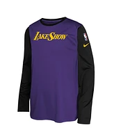 Nike Big Boys and Girls Purple Los Angeles Lakers 2024/25 City Edition Pregame Performance Long Sleeve Shooting T-Shirt