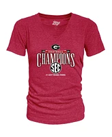 Blue 84 Women's Red Georgia Bulldogs 2024 Sec Football Conference Champions Locker Room V-Neck T-Shirt