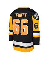 Mitchell & Ness Big Boys and Girls Mario Lemieux Black Pittsburgh Penguins 1991/92 Captain Patch Blue Line Player Jersey