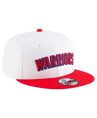 New Era Men's White/red Golden State Warriors Classic Edition Jersey Hook 9fifty Snapback Hat