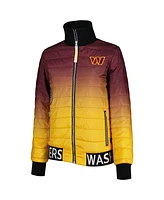 The Wild Collective Women's Burgundy/Gold Washington Commanders Color Block Full-Zip Puffer Jacket