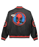 Chalk Line Men's Black/Red Deadpool Fanimation Satin Full-Snap Jacket