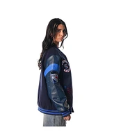 The Wild Collective Women's Blue New York Rangers Full-Snap Varsity Jacket