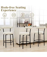 Dyhome Bar Stools Set of 2, 28 Inches Modern Counter Height Bar Stools with Curved Back Metal Legs, Upholstered Tall Barstools for Kitchen Island, Caf