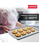 Bakken- Swiss Bakken Cookie Sheet 3 Piece Set – Non-Stick, Stackable Baking Pans, White marble Deluxe Ceramic Coating Dishwasher Safe