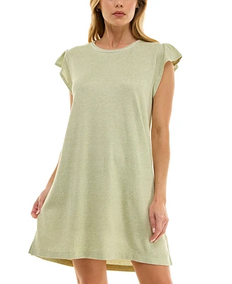 Roudelain Women's Ruffled-Sleeve Short Sleepshirt