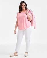 Style & Co Plus Size Printed Crewneck Tee, Exclusively at Macy's