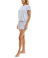 Roudelain Women's Printed Pointelle Short Pajama Set