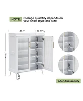 gaomon Shoe Cabinet with Glass Doors, 5-Tier Entryway Shoe Organizer Storage Rack with Large Capacity and Adjustable Shelves for Hallway, Living Room,