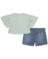 Levi's Baby Girls 2-Pc. Flutter-Sleeve Top & Jean Shorts Set