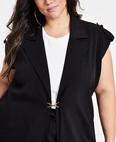 Nina Parker Plus Clasp-Front Duster Vest