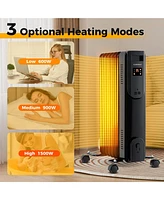 Oil Radiant Heater with Adjustable Thermostat Remote Overheat & Tip-Over Protection