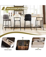 Dyhome Bar Stools Set of 4, 28 Inches Modern Counter Height with High Back Metal Legs, Upholstered Tall Barstools for Kitchen Island, Cafe,