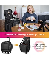Byootique Rolling Makeup Train Case w/ Backpack Travel Barber Cosmetic Storage