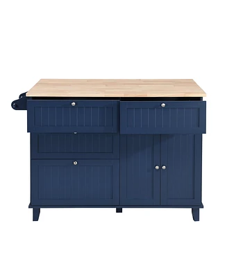 Slickblue Farmhouse Kitchen Island Set with Drop Leaf and 2 Seatings,Dining Table Storage Cabinet