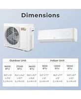 18K Btu 2 Zone 12K Btu 22 SEER2 Mini Split Air Conditioner Work with Alexa