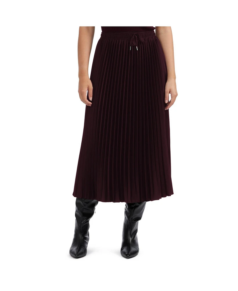 Ellen Tracy Women's Pleated Satin Midi Skirt