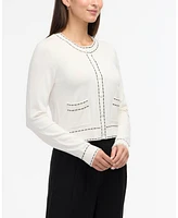 Ellen Tracy Women s Knit Cardigan with Contrast Stitch Detail